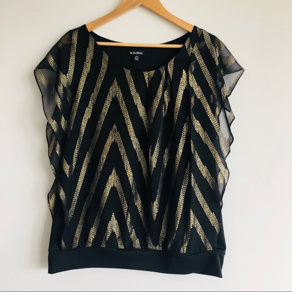 Le Chateau | Knit and Chiffon Flutter Blouse